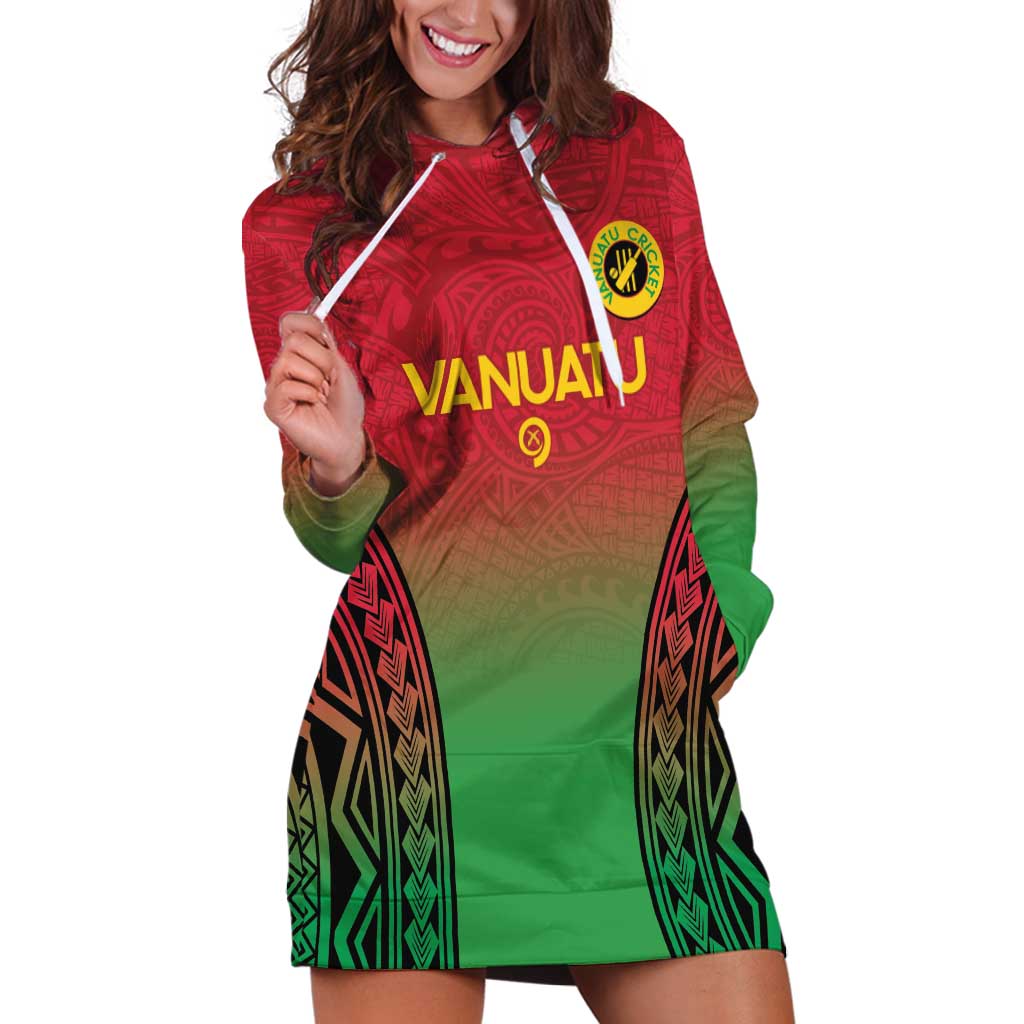 Custom Vanuatu Cricket Hoodie Dress 2024 Polynesian Pattern Sporty Style