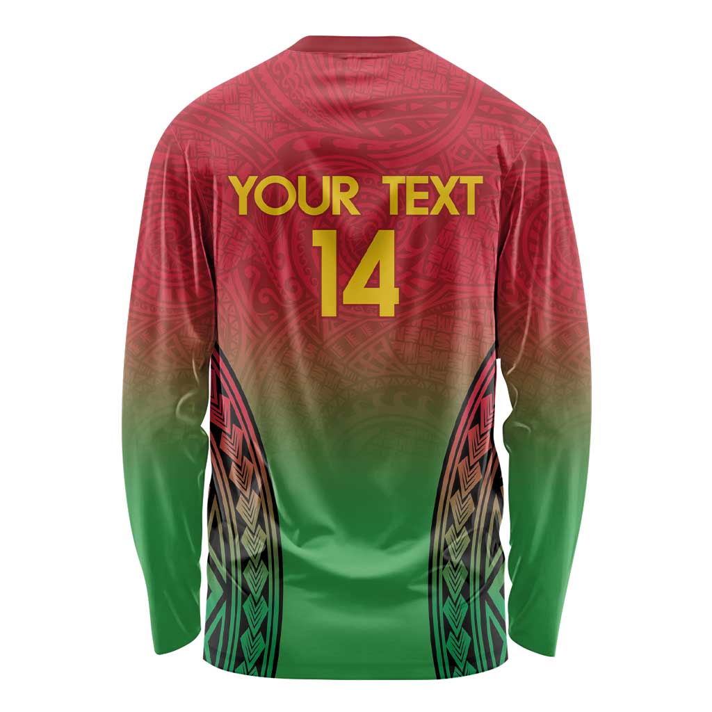 Custom Vanuatu Cricket Long Sleeve Shirt 2024 Polynesian Pattern Sporty Style
