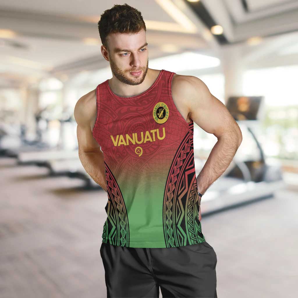 Custom Vanuatu Cricket Men Tank Top 2024 Polynesian Pattern Sporty Style LT14 Red - Polynesian Pride