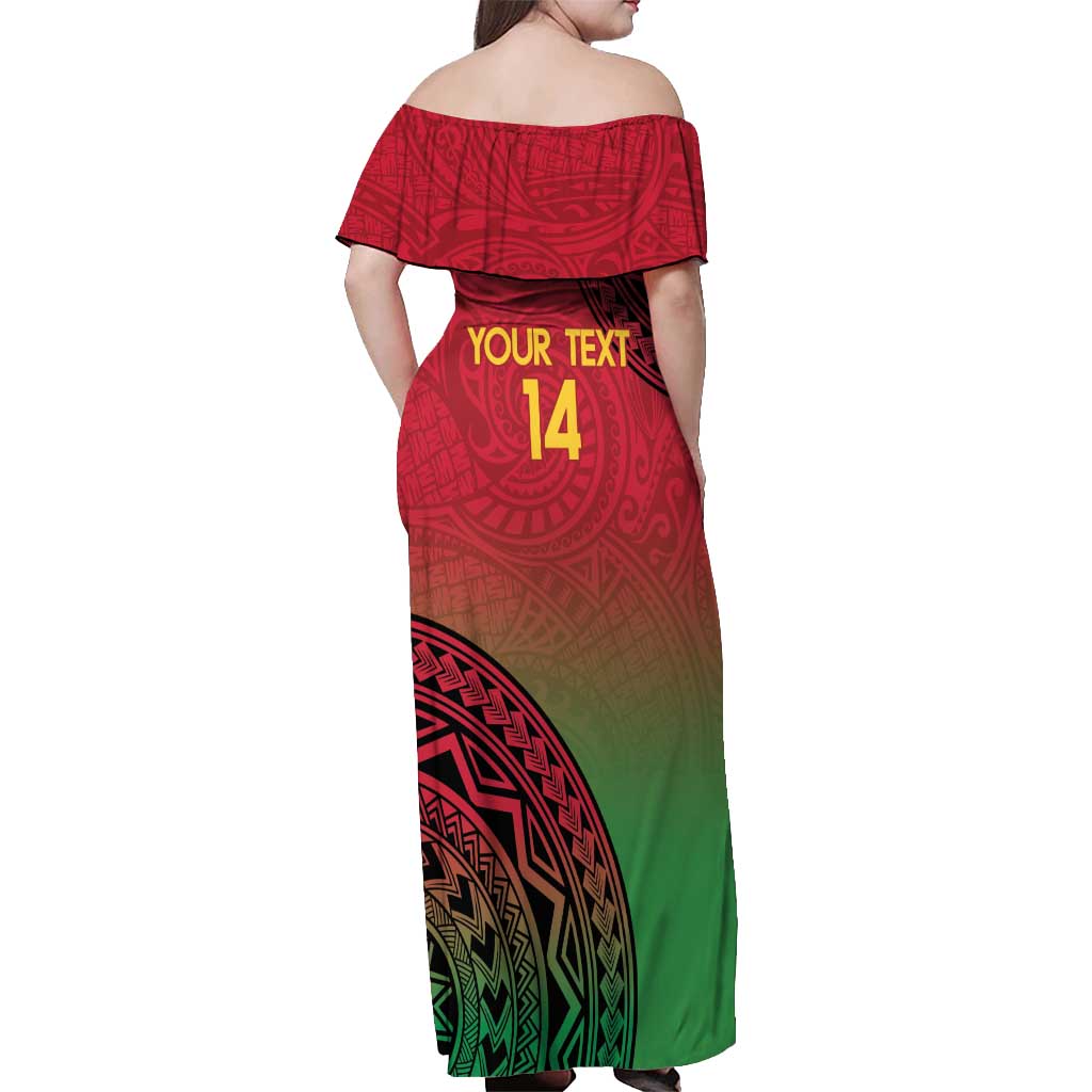 Custom Vanuatu Cricket Off Shoulder Maxi Dress 2024 Polynesian Pattern Sporty Style LT14 - Polynesian Pride