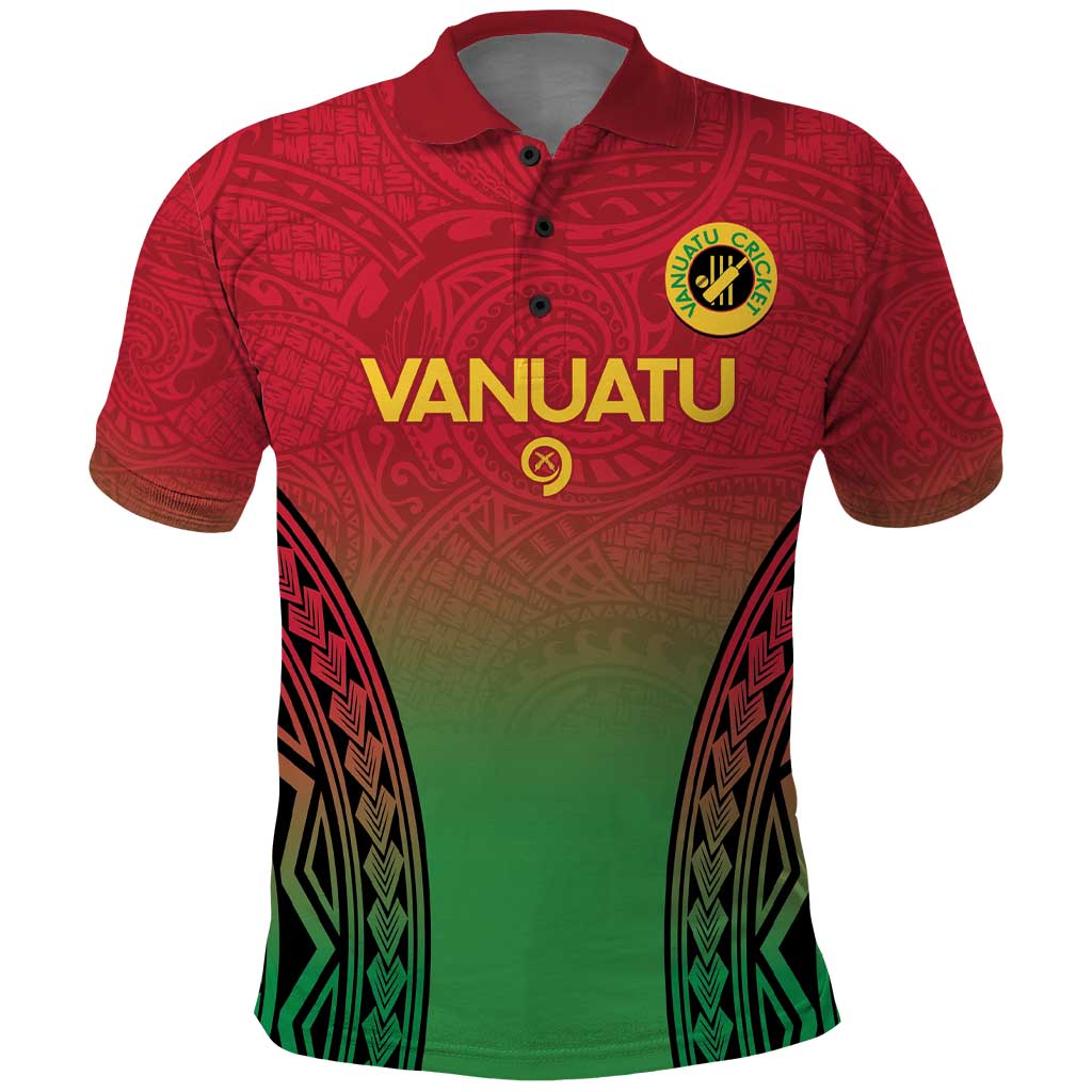 Custom Vanuatu Cricket Polo Shirt 2024 Polynesian Pattern Sporty Style