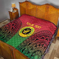 Custom Vanuatu Cricket Quilt 2024 Polynesian Pattern Sporty Style
