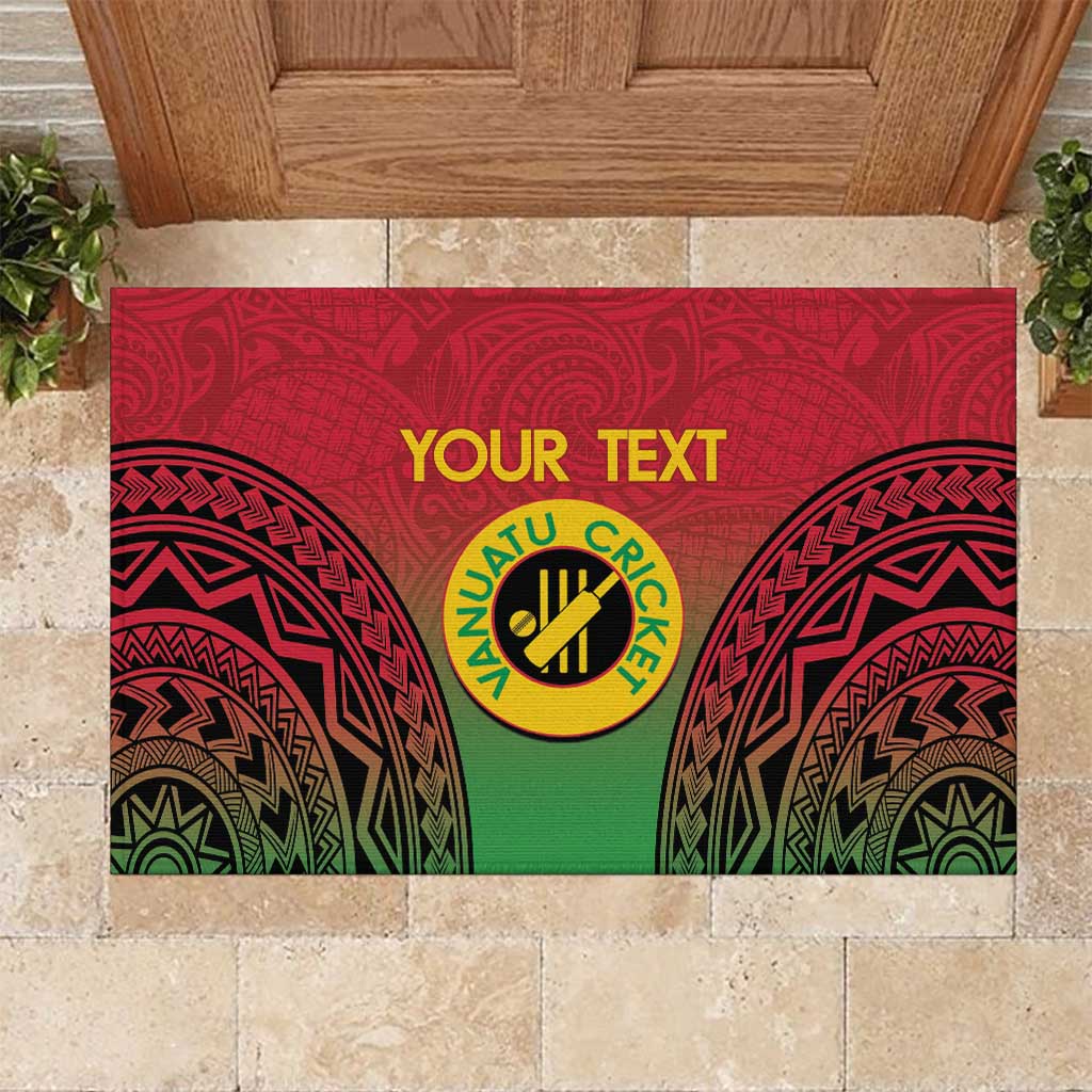 Custom Vanuatu Cricket Rubber Doormat 2024 Polynesian Pattern Sporty Style