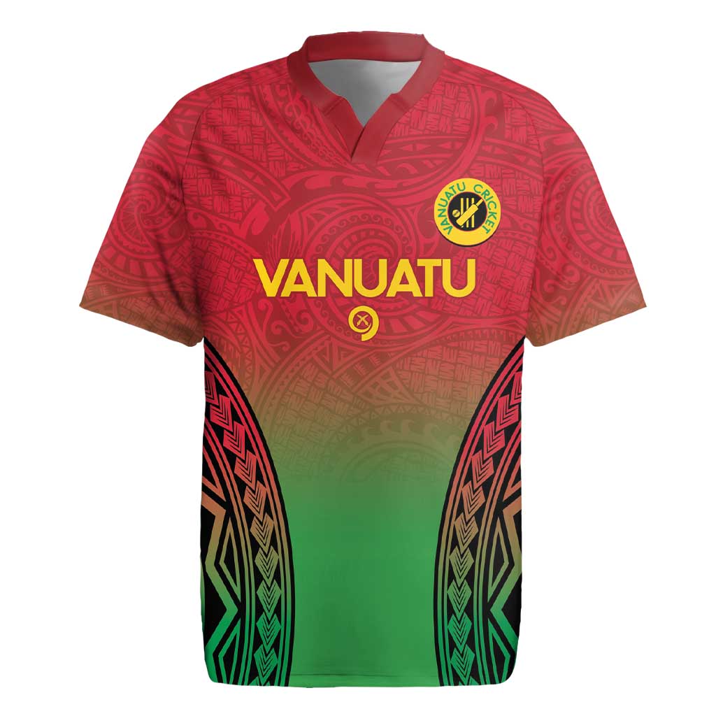 Custom Vanuatu Cricket Rugby Jersey 2024 Polynesian Pattern Sporty Style LT14 Red - Polynesian Pride
