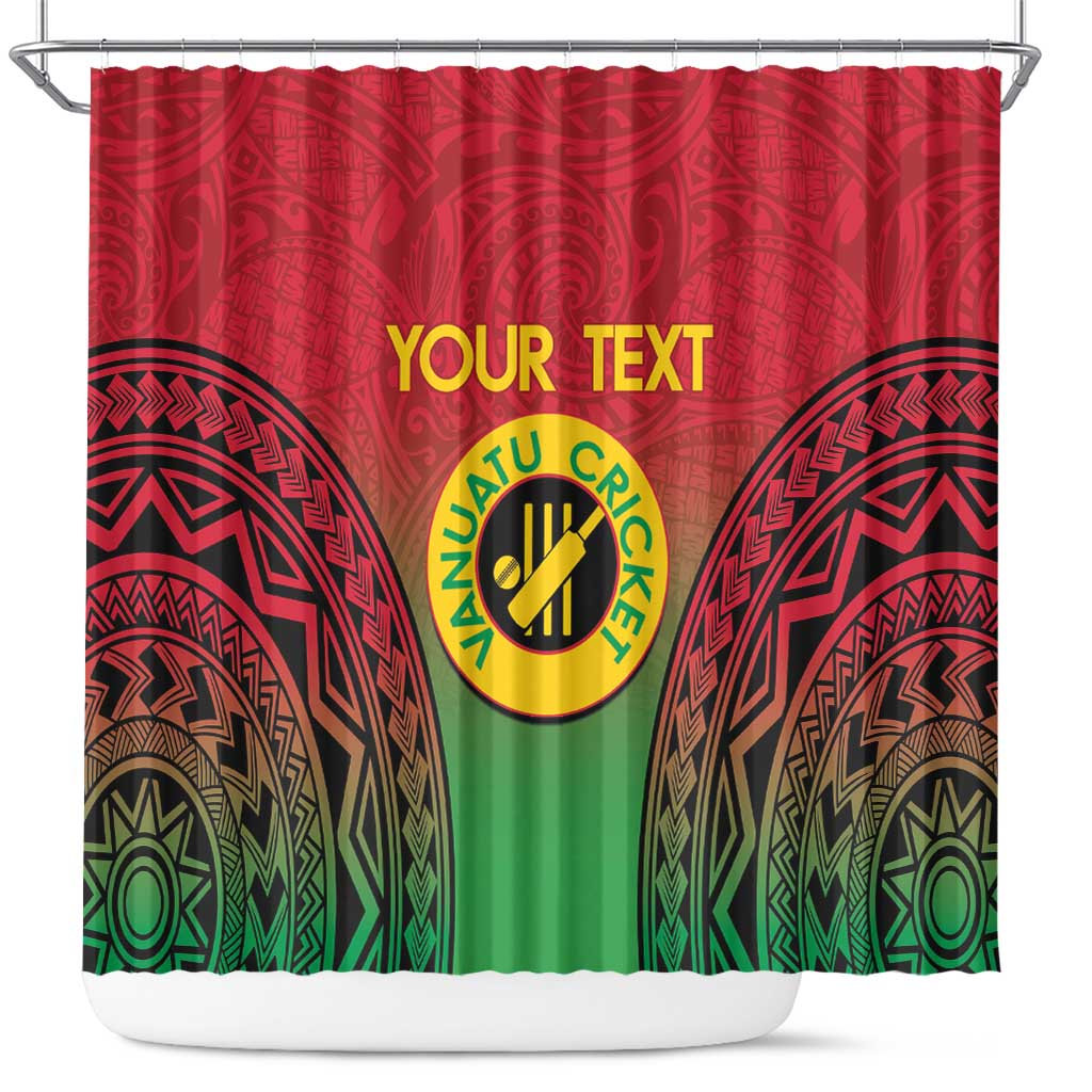 Custom Vanuatu Cricket Shower Curtain 2024 Polynesian Pattern Sporty Style