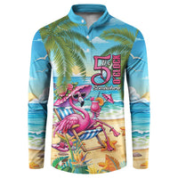 Flamingo Aloha Hawaii Button Sweatshirt It's 5 OClock Somewhere Tropical Vibes LT14 Blue - Polynesian Pride
