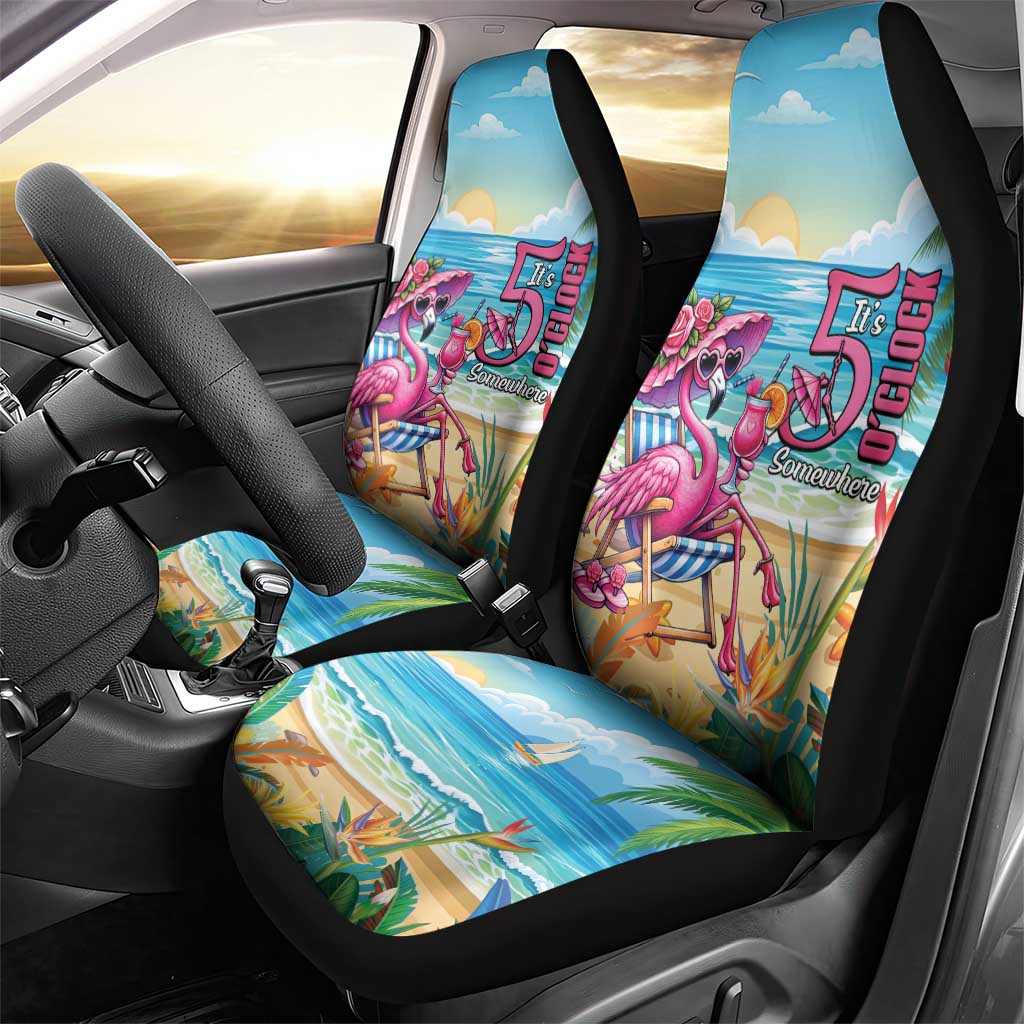 Flamingo Aloha Hawaii Car Seat Cover It's 5 O’Clock Somewhere Tropical Vibes - Polynesian Pride