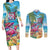 Flamingo Aloha Hawaii Couples Matching Long Sleeve Bodycon Dress and Long Sleeve Button Shirt It's 5 O’Clock Somewhere Tropical Vibes - Polynesian Pride