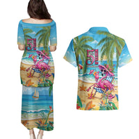 Flamingo Aloha Hawaii Couples Matching Puletasi and Hawaiian Shirt It's 5 OClock Somewhere Tropical Vibes LT14 - Polynesian Pride
