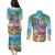 Flamingo Aloha Hawaii Couples Matching Puletasi and Long Sleeve Button Shirt It's 5 O’Clock Somewhere Tropical Vibes - Polynesian Pride