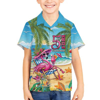 Flamingo Aloha Hawaii Family Matching Long Sleeve Bodycon Dress and Hawaiian Shirt It's 5 O’Clock Somewhere Tropical Vibes - Polynesian Pride