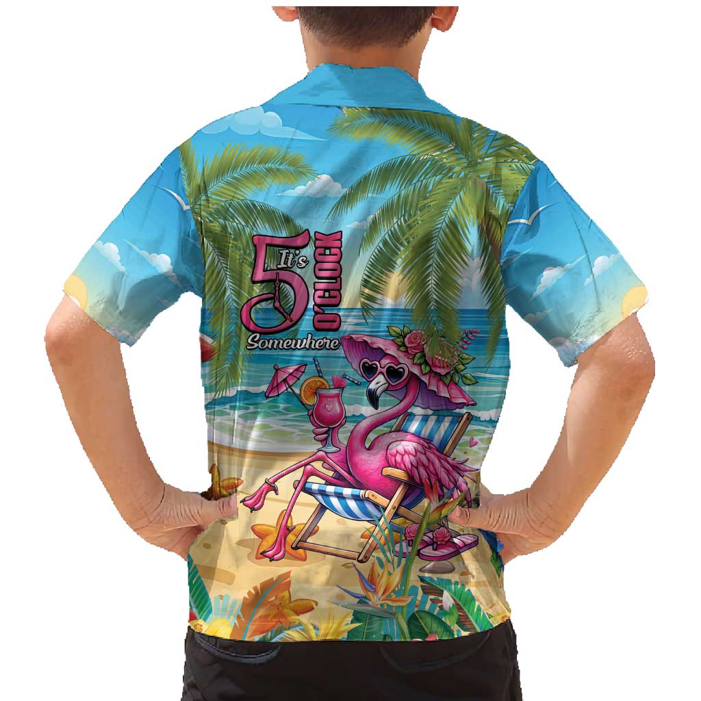 Flamingo Aloha Hawaii Family Matching Mermaid Dress and Hawaiian Shirt It's 5 O’Clock Somewhere Tropical Vibes - Polynesian Pride
