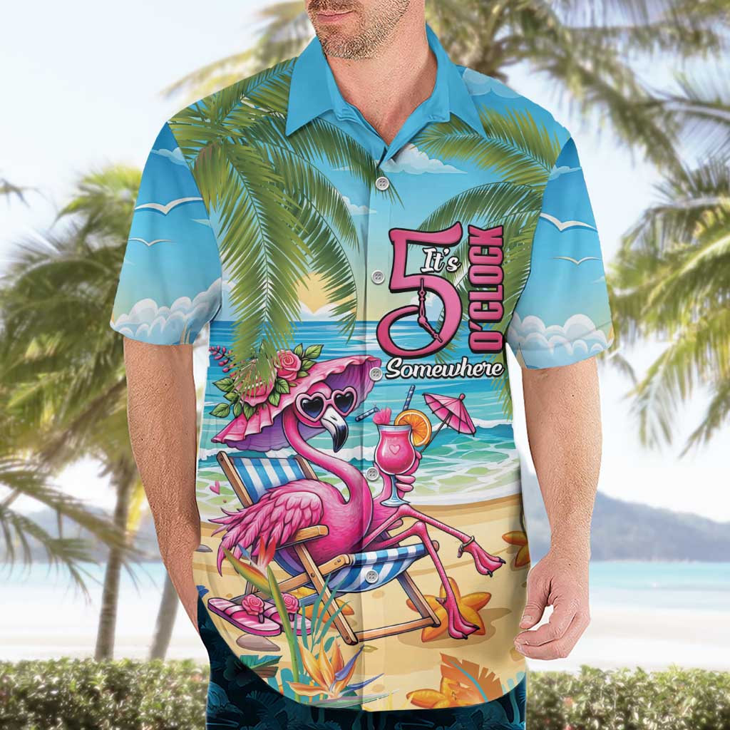 Flamingo Aloha Hawaii Hawaiian Shirt It's 5 OClock Somewhere Tropical Vibes LT14 - Polynesian Pride
