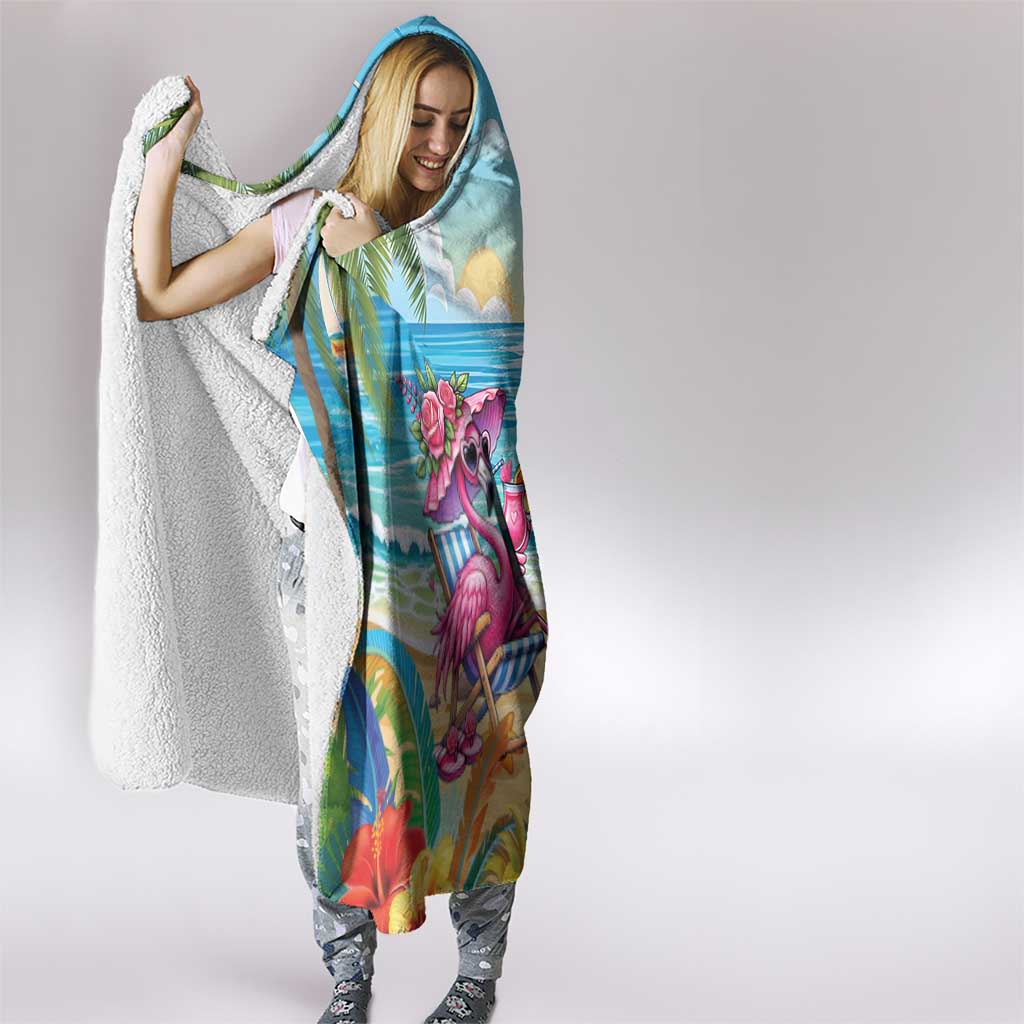 Flamingo Aloha Hawaii Hooded Blanket It's 5 O’Clock Somewhere Tropical Vibes - Polynesian Pride