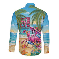 Flamingo Aloha Hawaii Long Sleeve Button Shirt It's 5 OClock Somewhere Tropical Vibes LT14 - Polynesian Pride