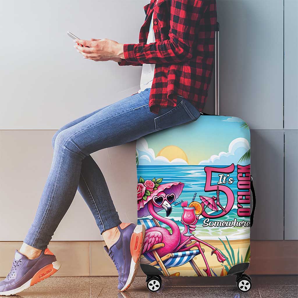 Flamingo Aloha Hawaii Luggage Cover It's 5 O’Clock Somewhere Tropical Vibes - Polynesian Pride