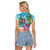 Flamingo Aloha Hawaii Raglan Cropped T Shirt It's 5 O’Clock Somewhere Tropical Vibes - Polynesian Pride