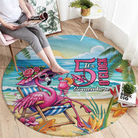 Flamingo Aloha Hawaii Round Carpet It's 5 O’Clock Somewhere Tropical Vibes - Polynesian Pride