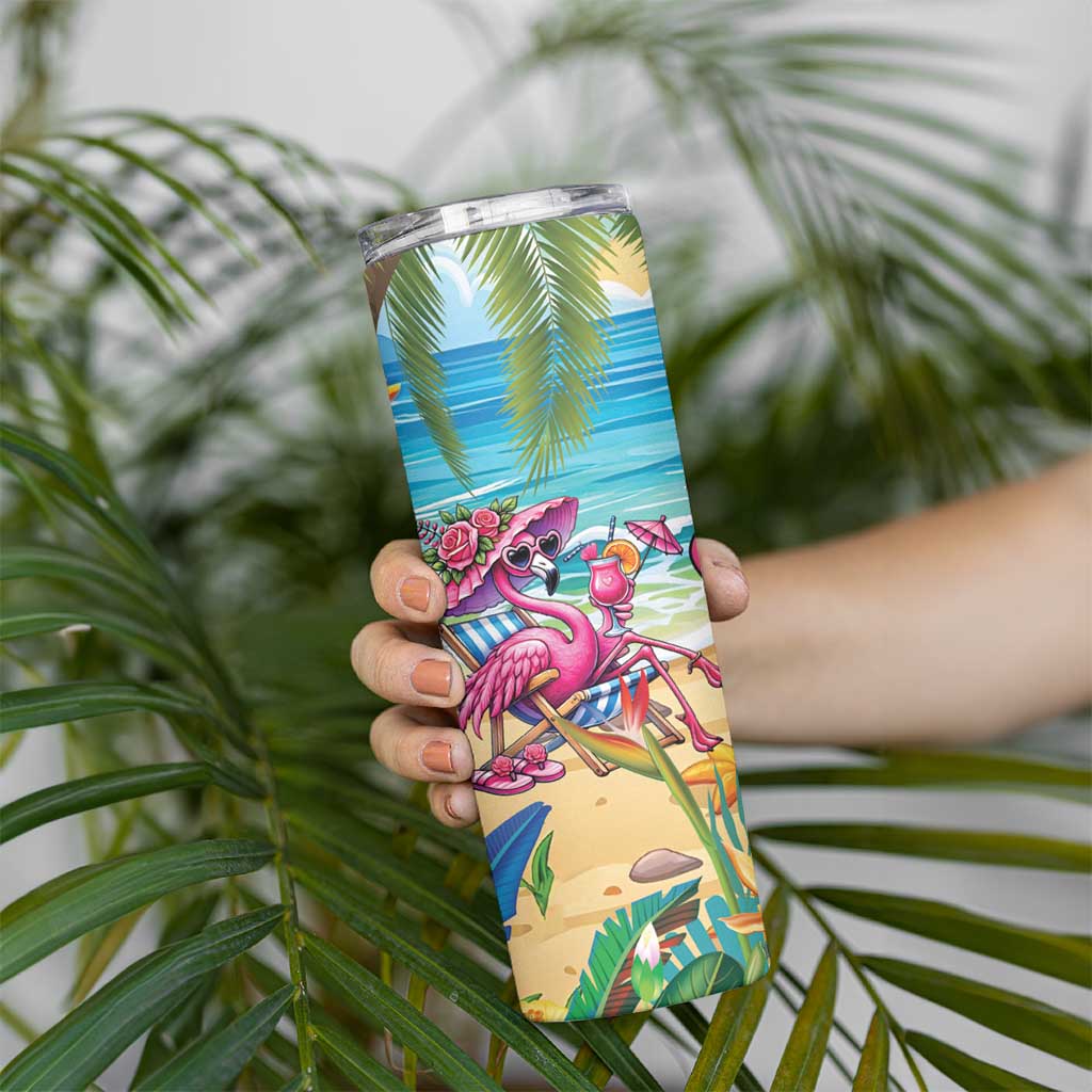 Flamingo Aloha Hawaii Skinny Tumbler It's 5 O’Clock Somewhere Tropical Vibes - Polynesian Pride