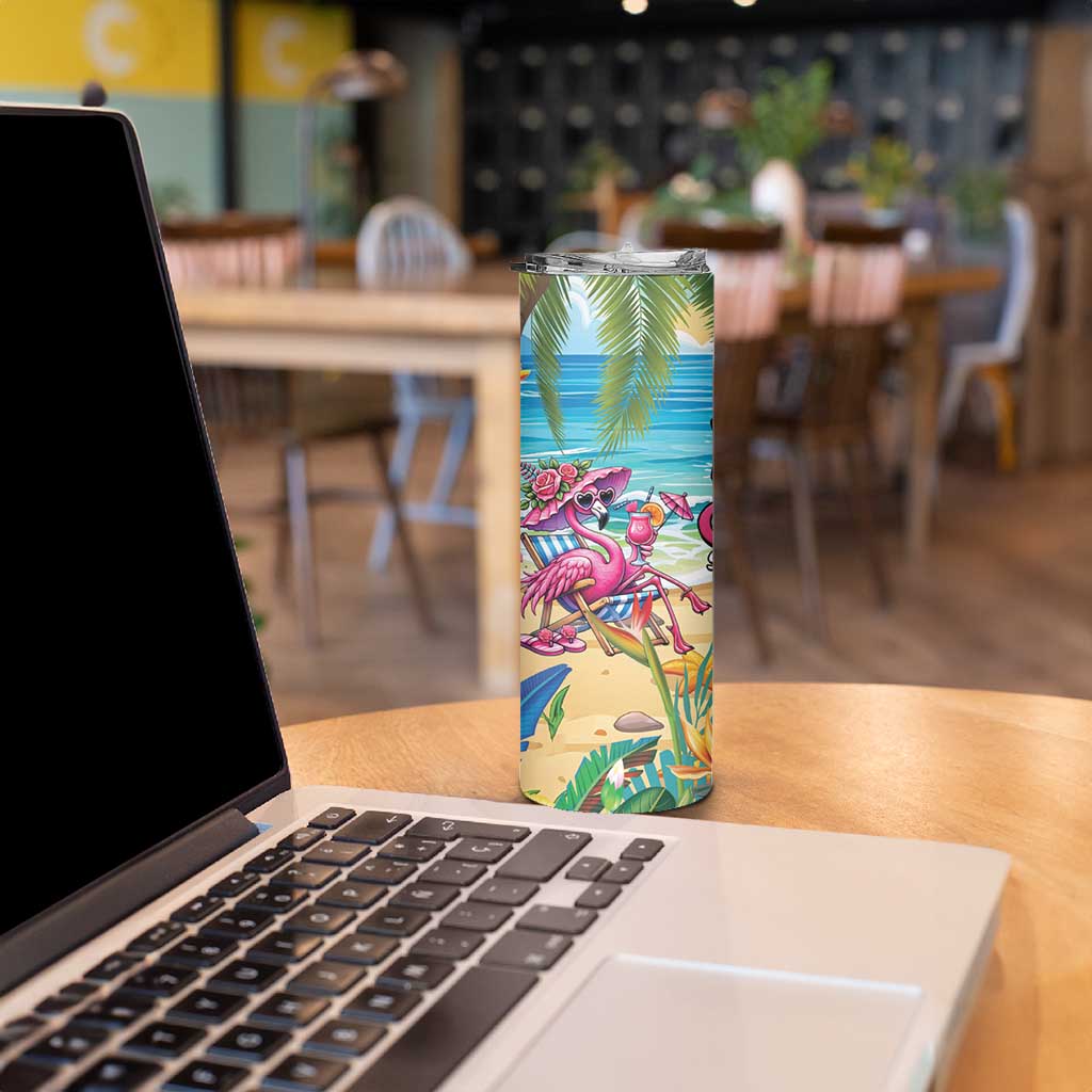 Flamingo Aloha Hawaii Skinny Tumbler It's 5 O’Clock Somewhere Tropical Vibes - Polynesian Pride