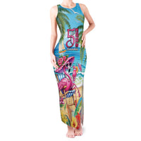 Flamingo Aloha Hawaii Tank Maxi Dress It's 5 O’Clock Somewhere Tropical Vibes - Polynesian Pride