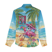 Flamingo Aloha Hawaii Women Casual Shirt It's 5 O’Clock Somewhere Tropical Vibes - Polynesian Pride