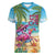 Flamingo Aloha Hawaii Women V-Neck T-Shirt It's 5 O’Clock Somewhere Tropical Vibes - Polynesian Pride
