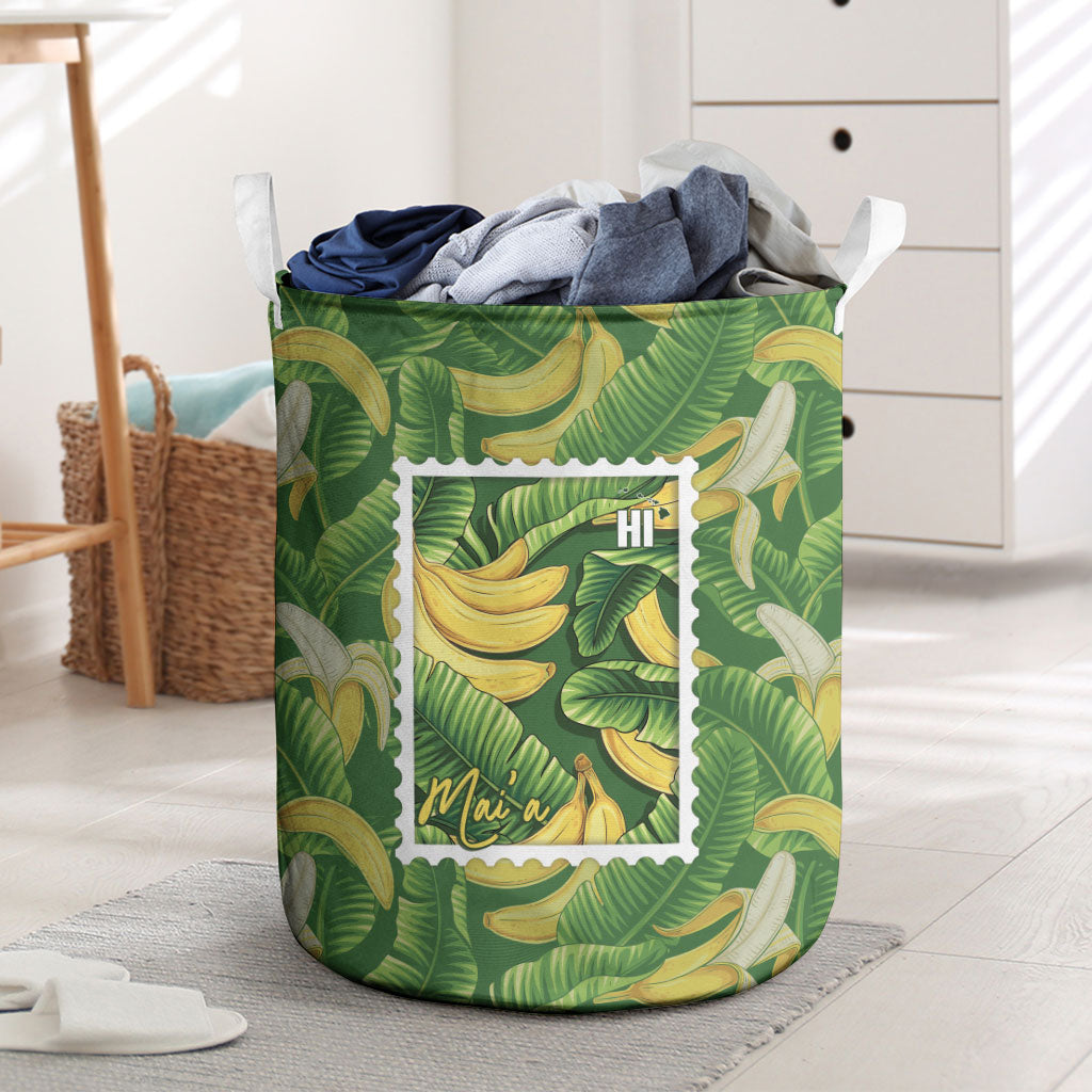 Aloha Hawaii Maia Laundry Basket Hawaiian Banana Stylized Stamp LT14 Green - Polynesian Pride