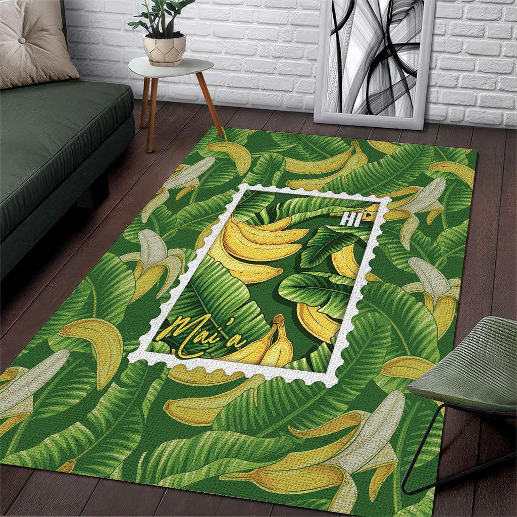 Aloha Hawaii Maia Area Rug Hawaiian Banana Stylized Stamp LT14 Green - Polynesian Pride