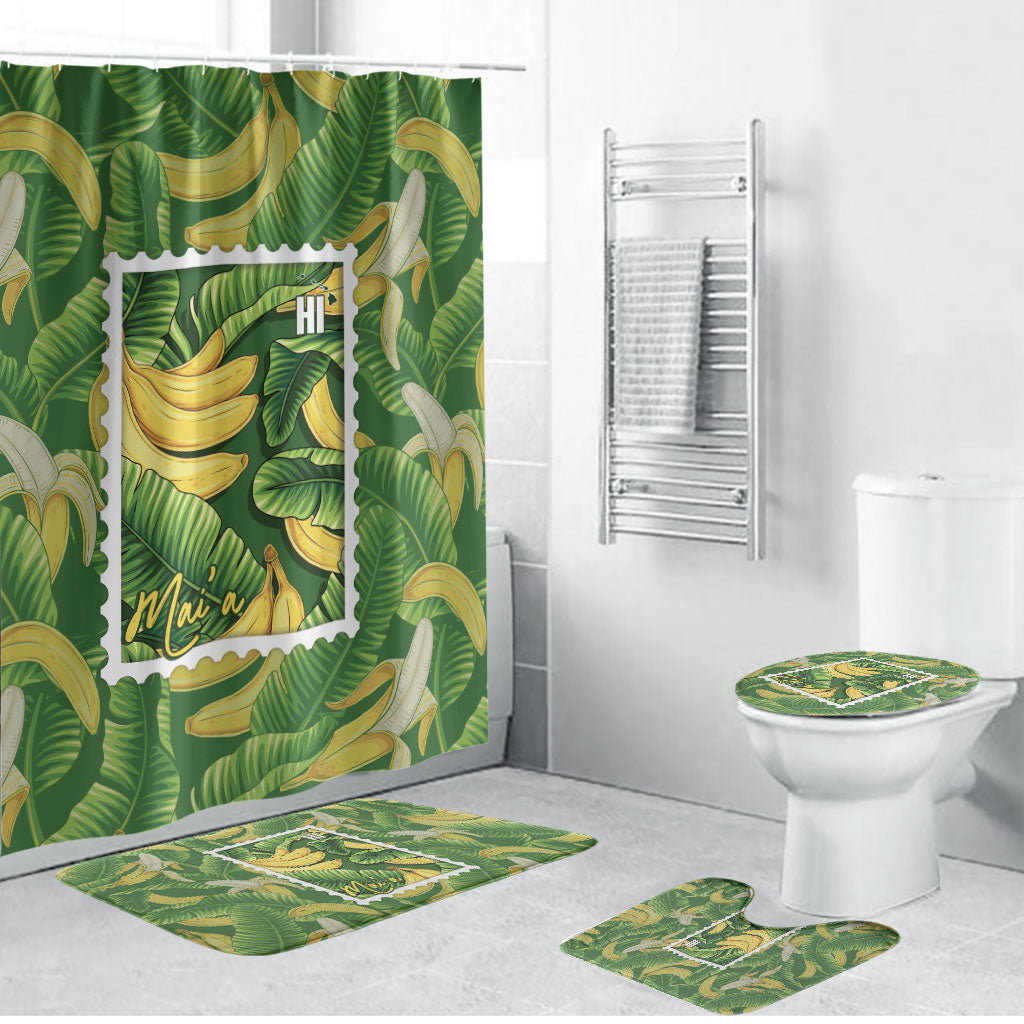 Aloha Hawaii Maia Bathroom Set Hawaiian Banana Stylized Stamp LT14 Bathroom Set (4 pcs) Green - Polynesian Pride