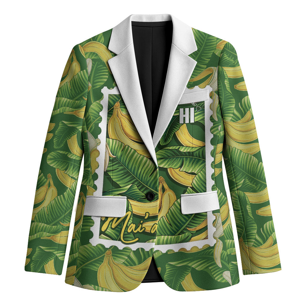 Aloha Hawaii Maia Blazer Hawaiian Banana Stylized Stamp LT14 Unisex Green - Polynesian Pride