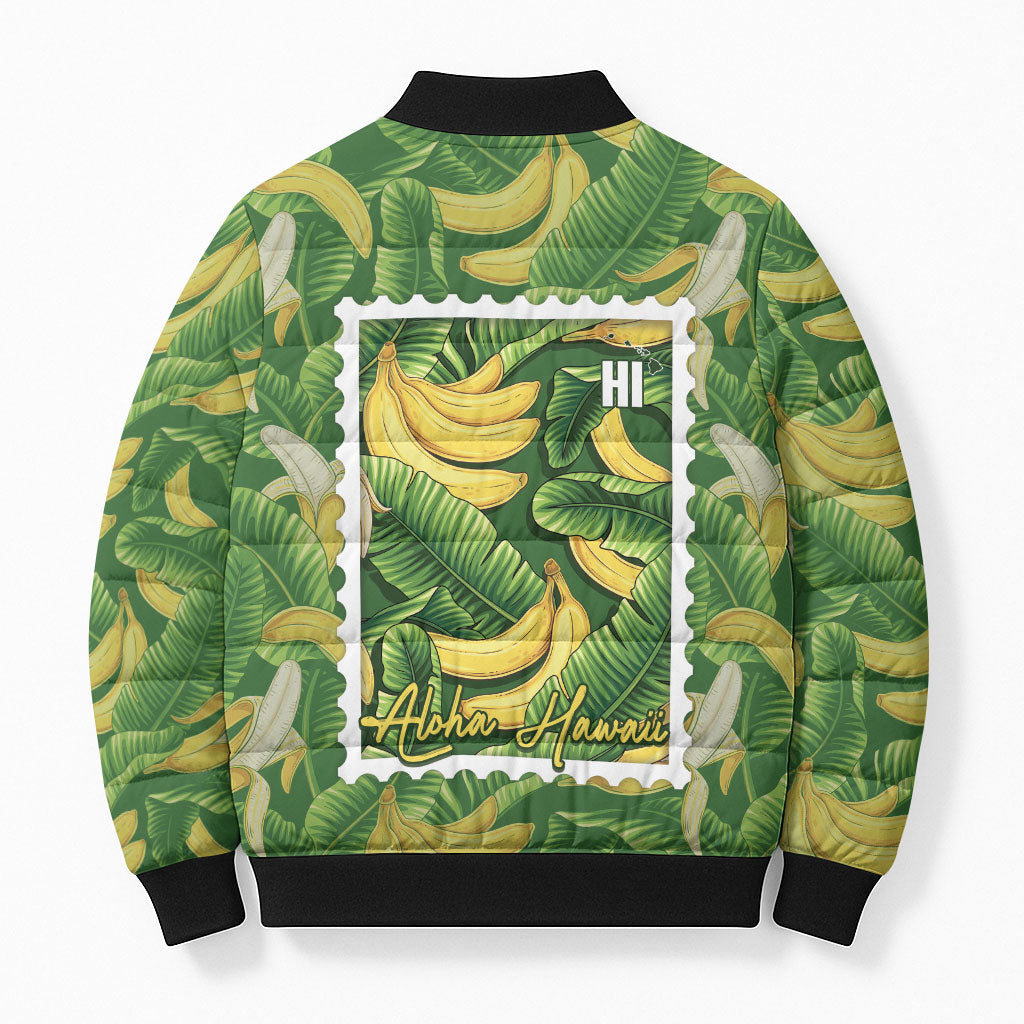 Aloha Hawaii Maia Bomber Puffer Jacket Hawaiian Banana Stylized Stamp LT14 - Polynesian Pride