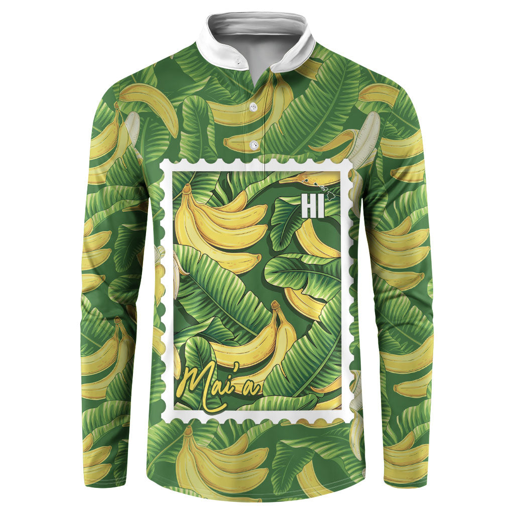 Aloha Hawaii Maia Button Sweatshirt Hawaiian Banana Stylized Stamp LT14 Green - Polynesian Pride