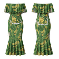 Aloha Hawaii Maia Couples Matching Mermaid Dress and Long Sleeve Button Shirt Hawaiian Banana Stylized Stamp LT14 - Polynesian Pride