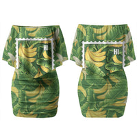 Aloha Hawaii Maia Couples Matching Off Shoulder Short Dress and Hawaiian Shirt Hawaiian Banana Stylized Stamp LT14 - Polynesian Pride
