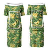 Aloha Hawaii Maia Couples Matching Puletasi and Hawaiian Shirt Hawaiian Banana Stylized Stamp LT14 - Polynesian Pride