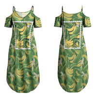 Aloha Hawaii Maia Couples Matching Summer Maxi Dress and Long Sleeve Button Shirt Hawaiian Banana Stylized Stamp LT14 - Polynesian Pride