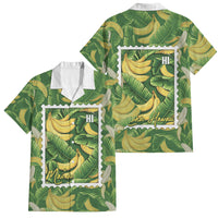 Aloha Hawaii Maia Family Matching Off Shoulder Maxi Dress and Hawaiian Shirt Hawaiian Banana Stylized Stamp LT14 Dad's Shirt - Short Sleeve Green - Polynesian Pride