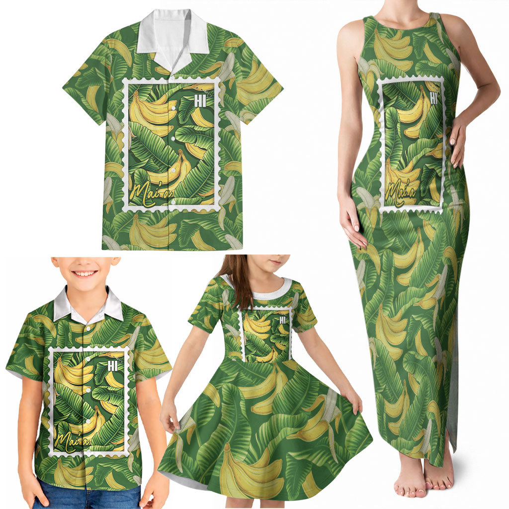 Aloha Hawaii Maia Family Matching Tank Maxi Dress and Hawaiian Shirt Hawaiian Banana Stylized Stamp LT14 - Polynesian Pride