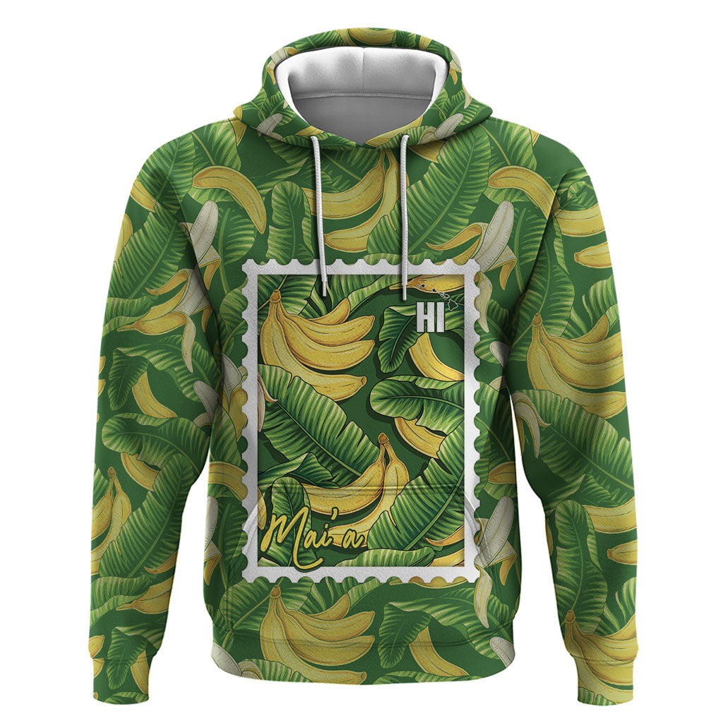Aloha Hawaii Maia Hoodie Hawaiian Banana Stylized Stamp LT14 Pullover Hoodie Green - Polynesian Pride