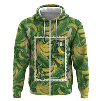 Aloha Hawaii Maia Hoodie Hawaiian Banana Stylized Stamp LT14 Zip Hoodie Green - Polynesian Pride