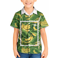 Aloha Hawaii Maia Kid Hawaiian Shirt Hawaiian Banana Stylized Stamp LT14 Kid Green - Polynesian Pride
