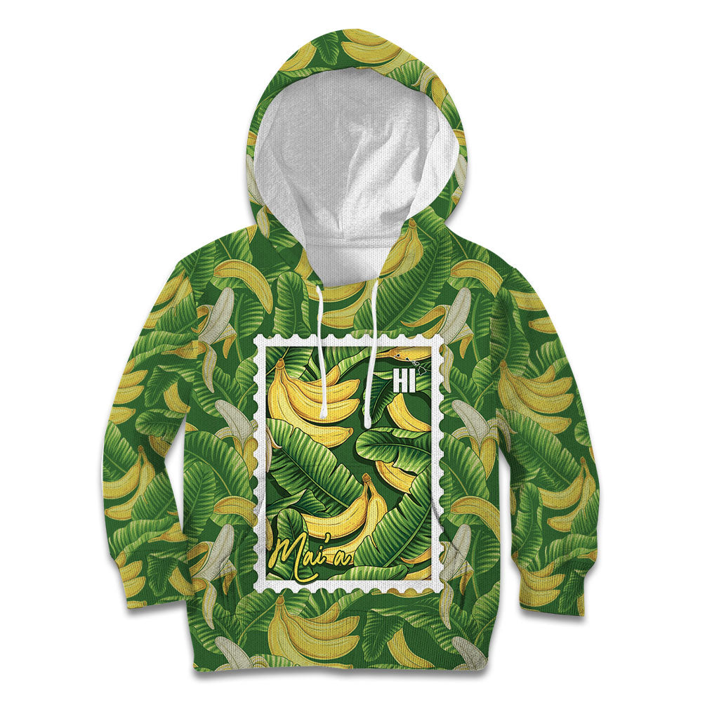 Aloha Hawaii Maia Kid Hoodie Hawaiian Banana Stylized Stamp LT14 Hoodie Green - Polynesian Pride