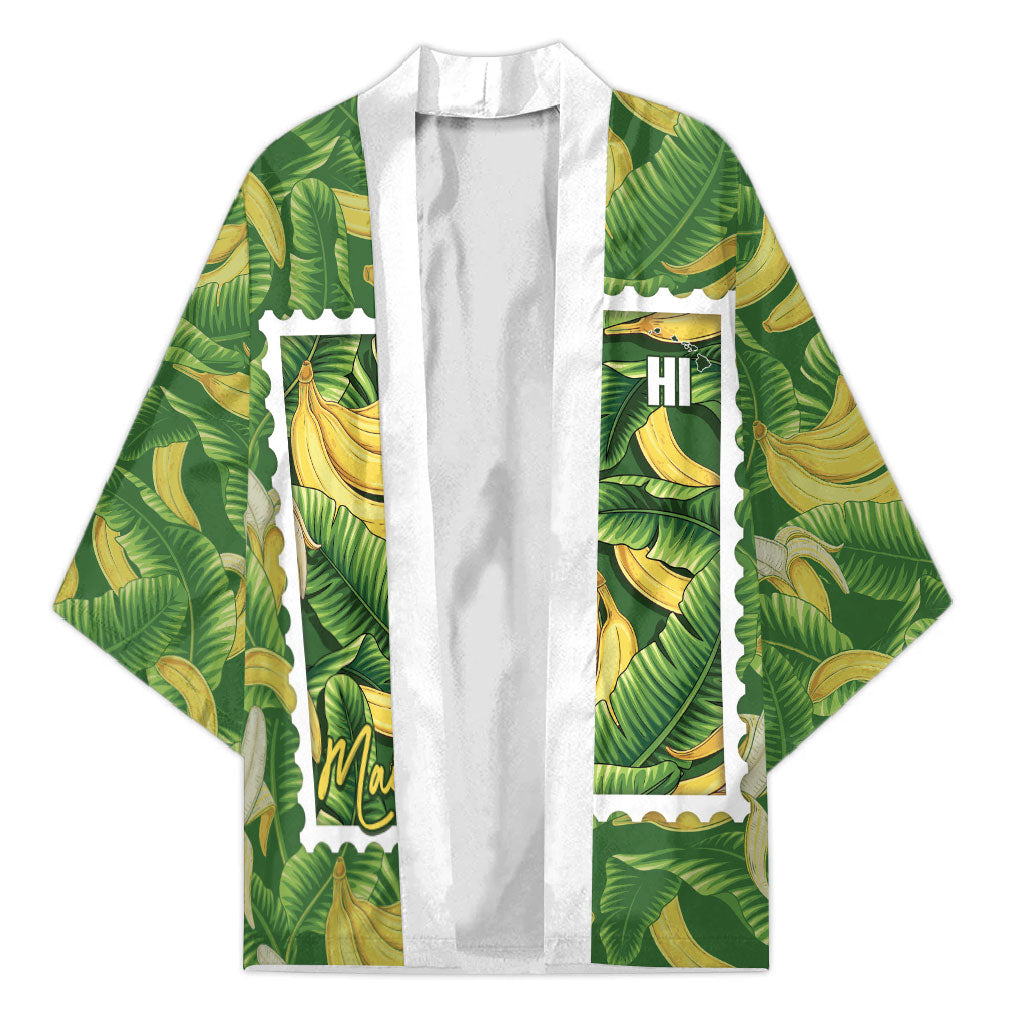 Aloha Hawaii Maia Kimono Hawaiian Banana Stylized Stamp LT14 Unisex Green - Polynesian Pride