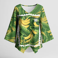 Aloha Hawaii Maia Kimono Sleeve Blouse Hawaiian Banana Stylized Stamp LT14 Female Green - Polynesian Pride