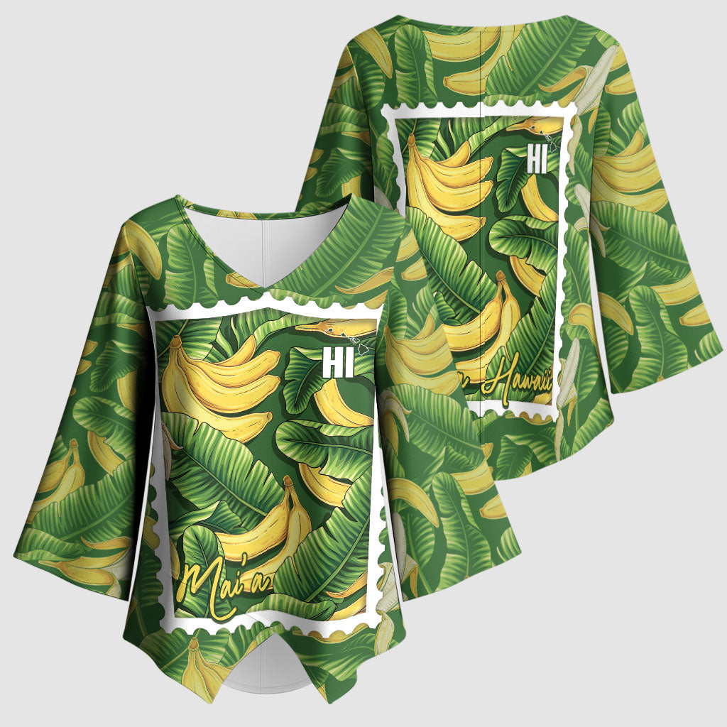 Aloha Hawaii Maia Kimono Sleeve Blouse Hawaiian Banana Stylized Stamp LT14 - Polynesian Pride