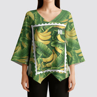 Aloha Hawaii Maia Kimono Sleeve Blouse Hawaiian Banana Stylized Stamp LT14 - Polynesian Pride