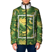 Aloha Hawaii Maia Padded Jacket Hawaiian Banana Stylized Stamp LT14 Men Green - Polynesian Pride