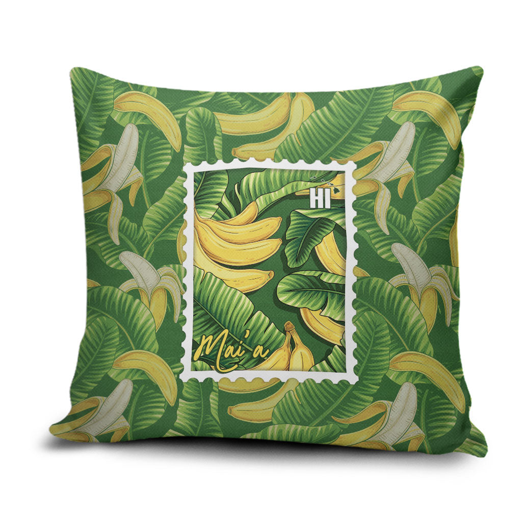 Aloha Hawaii Maia Pillow Cover Hawaiian Banana Stylized Stamp LT14 Green - Polynesian Pride