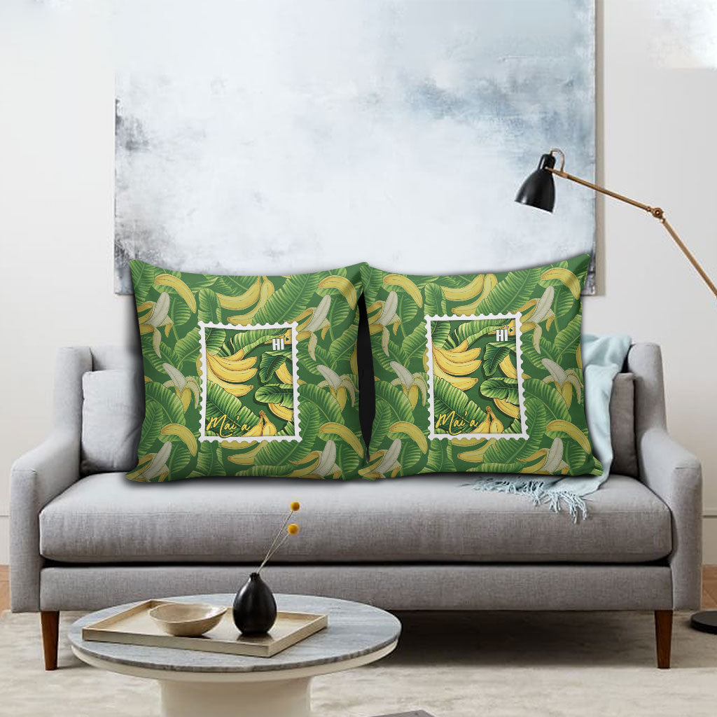 Aloha Hawaii Maia Pillow Cover Hawaiian Banana Stylized Stamp LT14 - Polynesian Pride